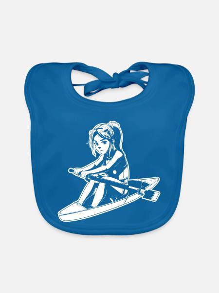 Ruderin Skizze - Baby Bio-Lätzchen - Pfauenblau - Vorne