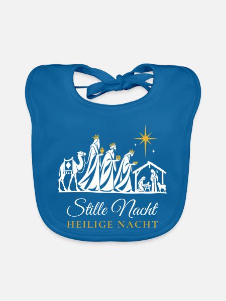 Weihnachtspullover christlich Krippe Stille Nacht - Baby Bio-Lätzchen - Pfauenblau