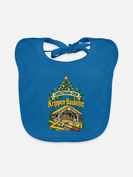 Christbaum-Crew Krippen-Bauleiter - Baby Bio-Lätzchen - Pfauenblau - Vorne