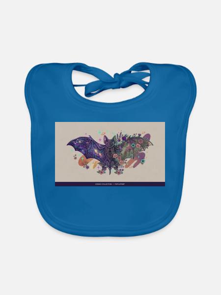 Kosmische Fledermaus Blumen - Baby Bio-Lätzchen - Pfauenblau - Vorne