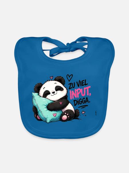 Zu viel Input Digga Panda - Baby Bio-Lätzchen - Pfauenblau - Vorne