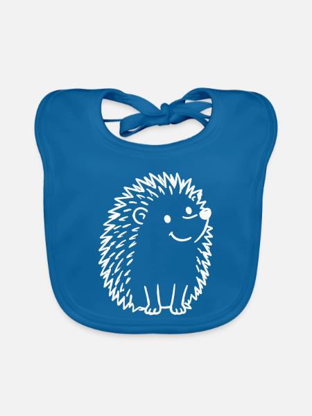 Süßer Doodle-Igel Linienkunst - Baby Bio-Lätzchen - Pfauenblau