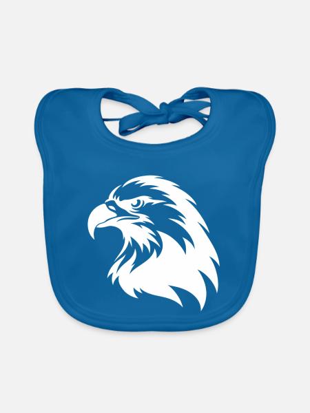 Adlerkopf Silhouette Schwarz-Weiß - Baby Bio-Lätzchen - Pfauenblau
