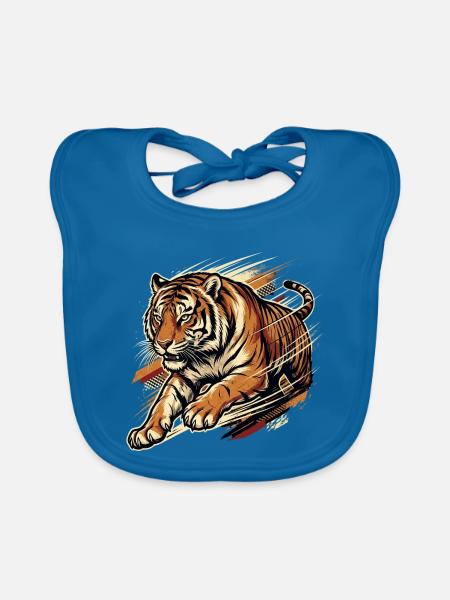Wild Speed – Vintage Tiger Streetwear - Baby Bio-Lätzchen - Pfauenblau - Vorne