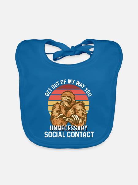 Unnecessary Social Contact – Grummel Faultier - Baby Bio-Lätzchen - Pfauenblau
