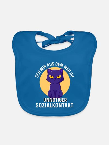 Geh mir aus dem Weg – Lila Katze Introvertiert - Baby Bio-Lätzchen - Pfauenblau - Vorne