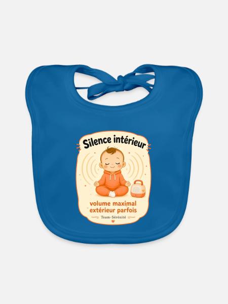 Innere Stille, Baby-Zen - Baby Bio-Lätzchen - Pfauenblau - Vorne