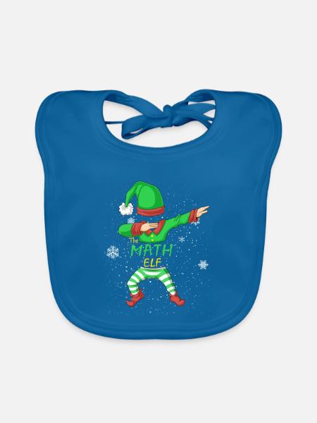 Math Elf Family passendes Weihnachts-T-Shirt - Baby Bio-Lätzchen - Pfauenblau - Vorne