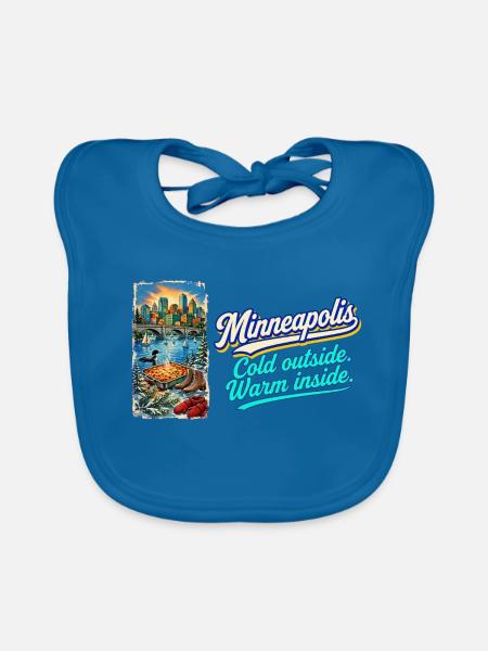 Minneapolis Retro Vintage Lakes Loon Hotdish - Baby Bio-Lätzchen - Pfauenblau - Vorne