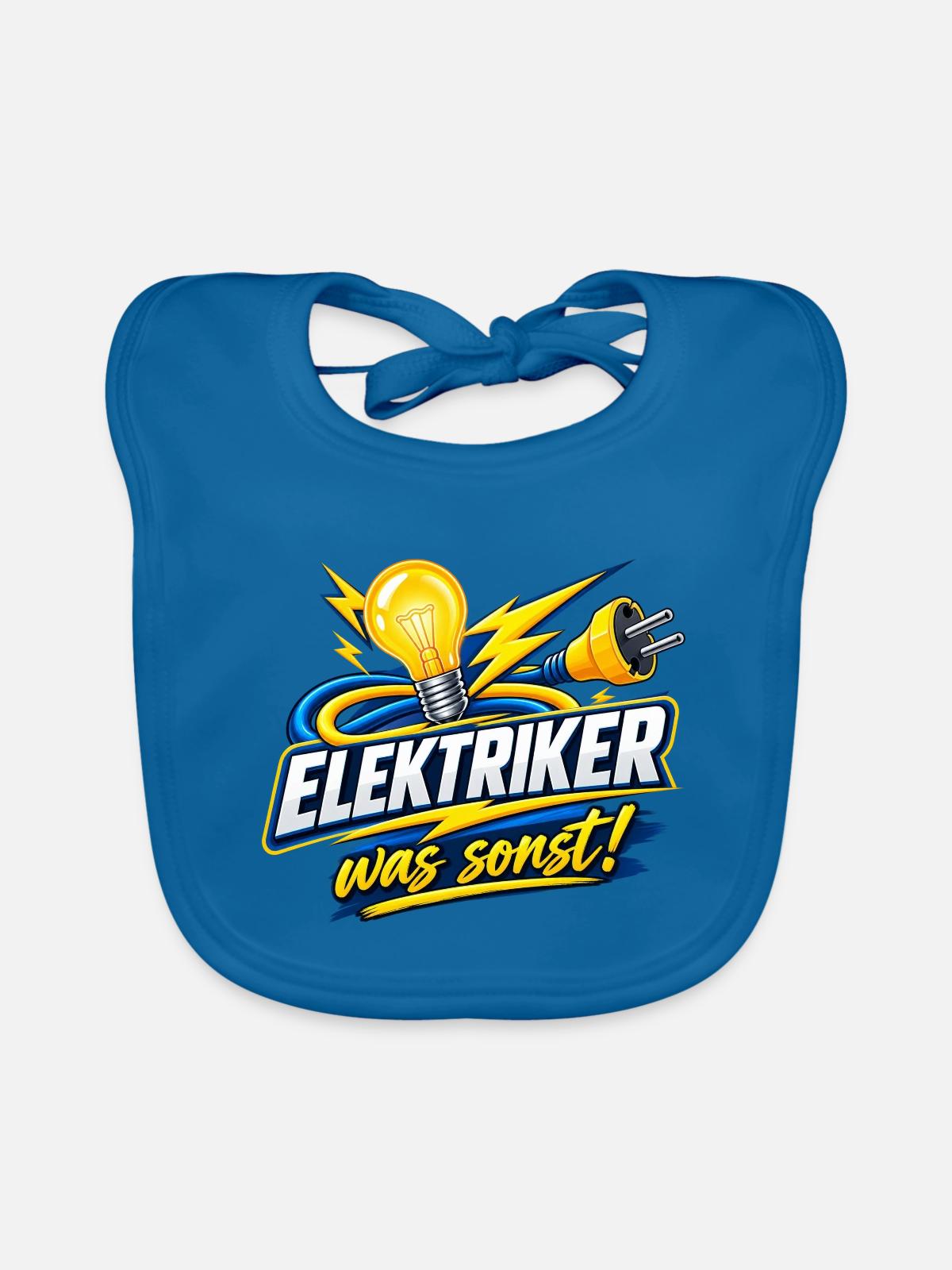 Elektriker Was Sonst Blitz - Baby Bio-Lätzchen - Pfauenblau - Vorne
