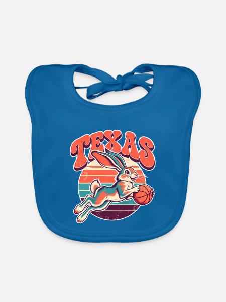 Texas Hase Retro Basketball - Baby Bio-Lätzchen - Pfauenblau