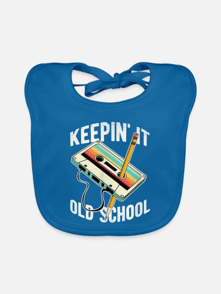 Keepin It Old School Retro-kassettenband - Baby Bio-Lätzchen - Pfauenblau - Vorne