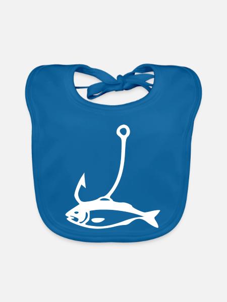 Hakenfisch Silhouette - Baby Bio-Lätzchen - Pfauenblau