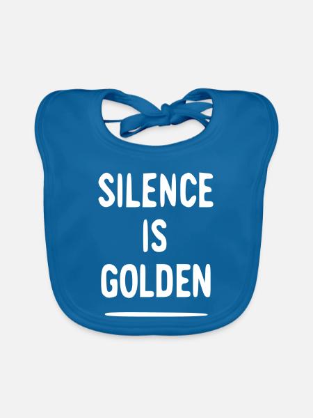 Stille ist Gold – Typo Kontrast - Baby Bio-Lätzchen - Pfauenblau - Vorne
