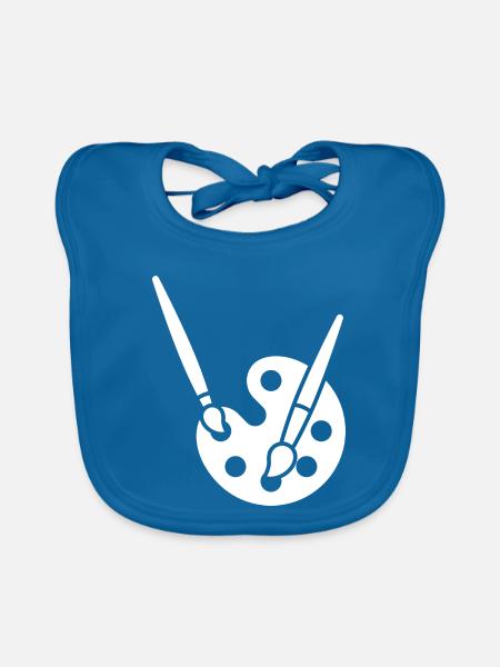 Malerei, Farbpalette, Pinsel, Kunst Symbol - Baby Bio-Lätzchen - Pfauenblau