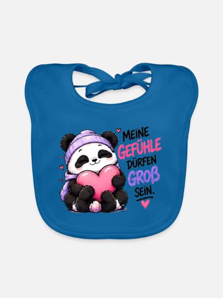 Panda Gefühle Groß Sein - Baby Bio-Lätzchen - Pfauenblau - Vorne