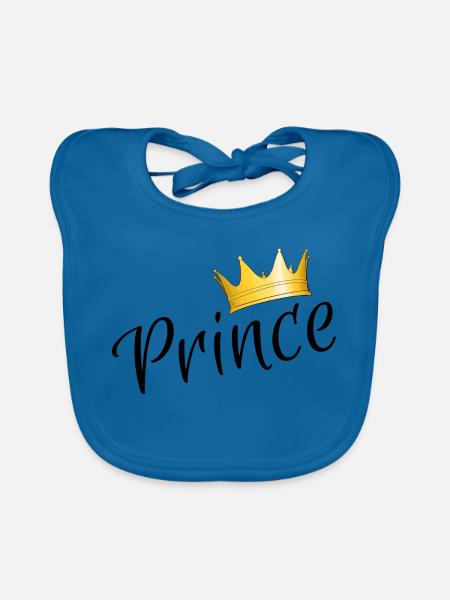 Prince - Prinz mit goldener Krone - Baby Bio-Lätzchen - Pfauenblau - Vorne