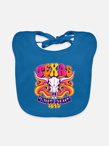 Texas 1845 Psychedelic - Baby Bio-Lätzchen - Pfauenblau - Vorne