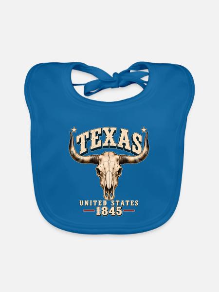 Texas Longhorn Vintage Pride 1845 - Baby Bio-Lätzchen - Pfauenblau - Vorne