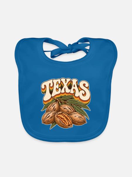 Texas Pekannuss Retro Typografie - Baby Bio-Lätzchen - Pfauenblau