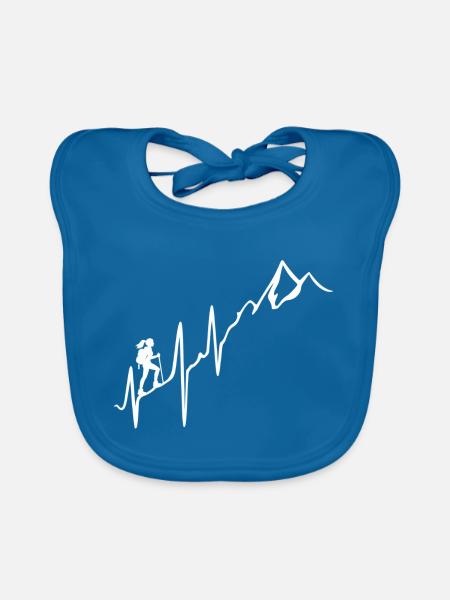 Berge Herzschlag Wanderin Wandern - Baby Bio-Lätzchen - Pfauenblau