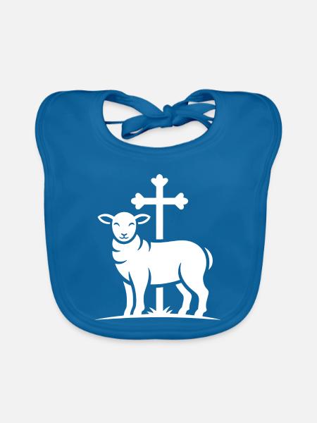 Lamm am Kreuz - Baby Bio-Lätzchen - Pfauenblau