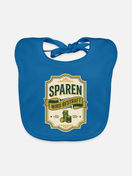 Sparen wird bestraft Satire Etikett Steuer - Baby Bio-Lätzchen - Pfauenblau - Vorne