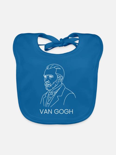 Van Gogh Line Porträt-T-Shirt - Baby Bio-Lätzchen - Pfauenblau