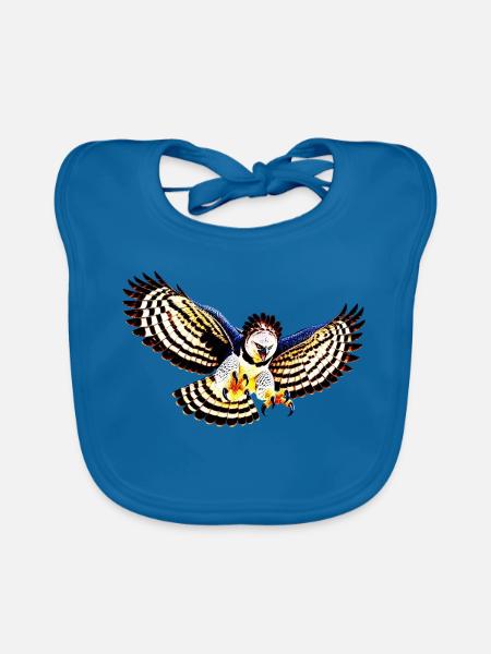 Harpyie fliegt - Baby Bio-Lätzchen - Pfauenblau - Vorne