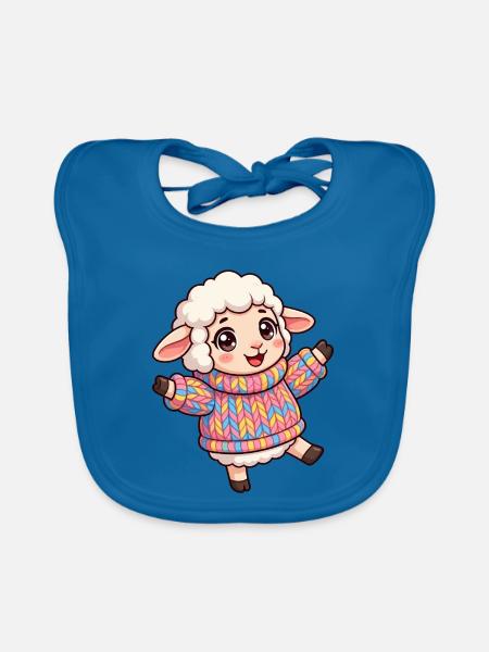 Farbenfrohes Wollschaf  - Baby Bio-Lätzchen - Pfauenblau