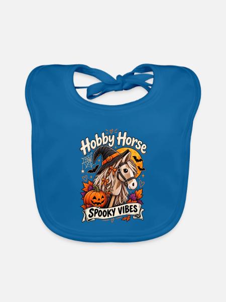 Hobby Horse Spooky Vibes Halloween - Baby Bio-Lätzchen - Pfauenblau - Vorne