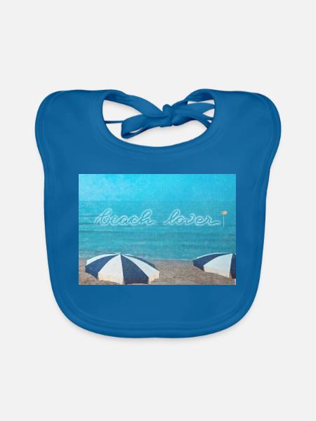 Strandliebhaber - Baby Bio-Lätzchen - Pfauenblau - Vorne