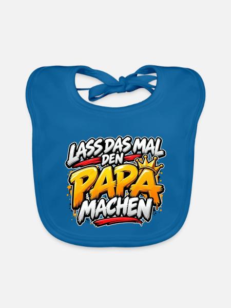 Lass das mal den Papa machen - Baby Bio-Lätzchen - Pfauenblau - Vorne