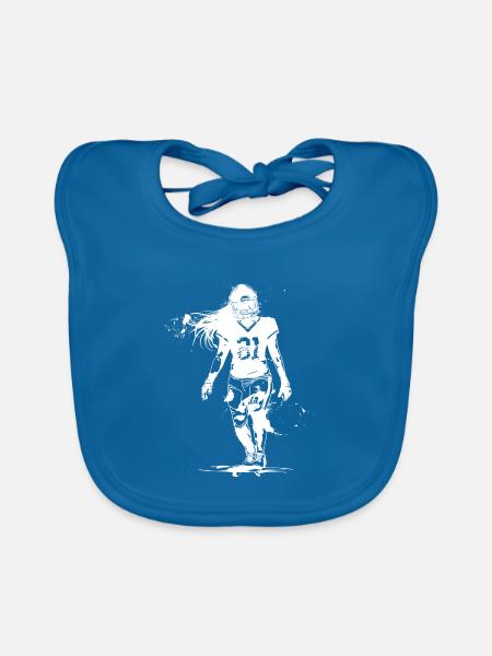 Footballspielerin - Baby Bio-Lätzchen - Pfauenblau - Vorne