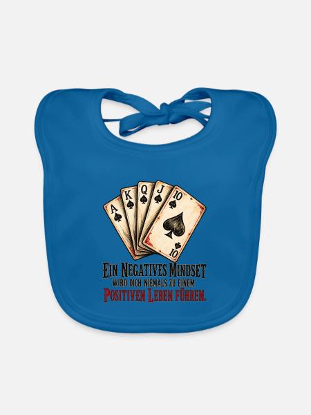 Negatives Mindset – Poker Karten Motivation - Baby Bio-Lätzchen - Pfauenblau - Vorne
