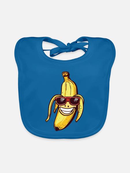 Lachende Banane mit Sonnenbrille - Baby Bio-Lätzchen - Pfauenblau - Vorne