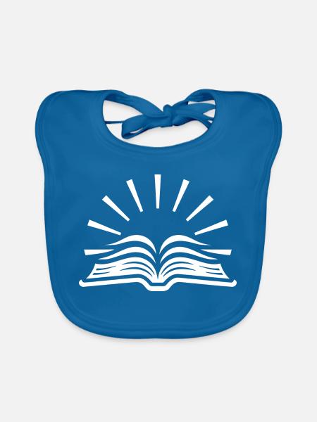 Sunrise Open Book Emblem - Baby Bio-Lätzchen - Pfauenblau