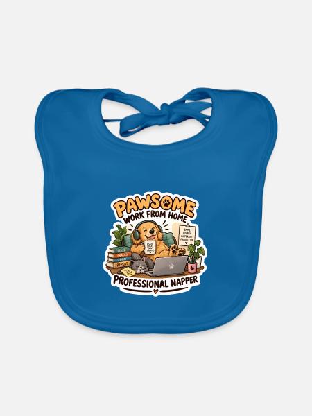 Pawsome Homeoffice Napper - Baby Bio-Lätzchen - Pfauenblau