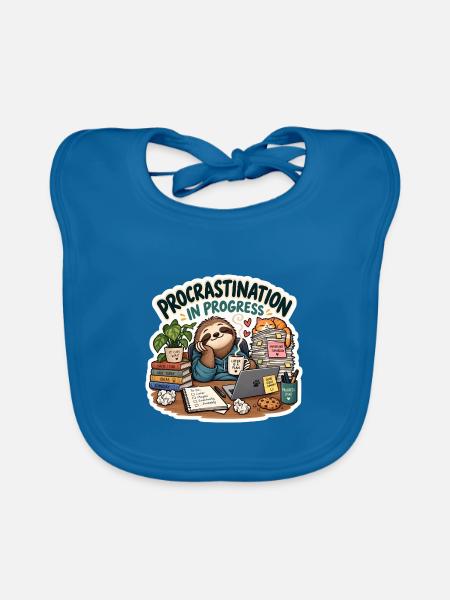 Prokrastination in Progress Cartoon - Baby Bio-Lätzchen - Pfauenblau