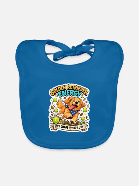 Golden Retriever Energie Print - Baby Bio-Lätzchen - Pfauenblau