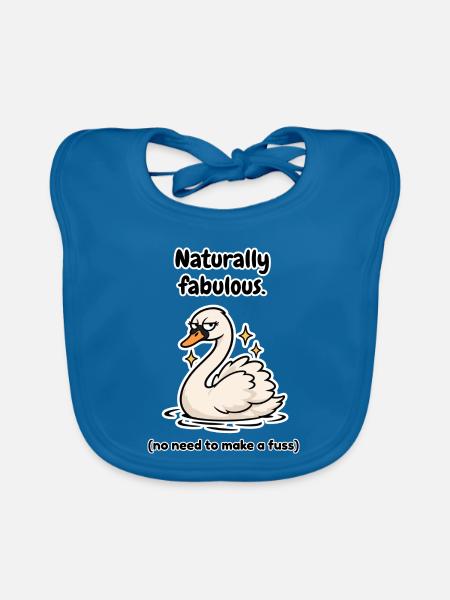 Natürlich fabelhafter finnischer Schwan - Baby Bio-Lätzchen - Pfauenblau - Vorne
