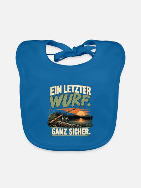 Ein letzter Wurf – Lustiger Angler Spruch - Baby Bio-Lätzchen - Pfauenblau - Vorne