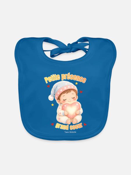 Zartes Herz und Präsenz - Baby Bio-Lätzchen - Pfauenblau - Vorne
