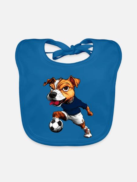 JRT Fussball - Baby Bio-Lätzchen - Pfauenblau - Vorne