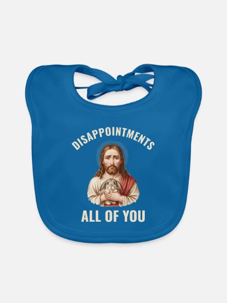 Disappointments Jesus mit Hase - Baby Bio-Lätzchen - Pfauenblau - Vorne