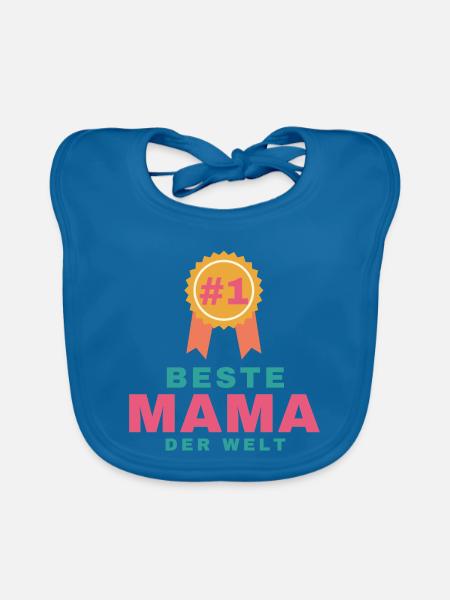 Beste Mama der Welt – Geschenk für Mama - Baby Bio-Lätzchen - Pfauenblau - Vorne