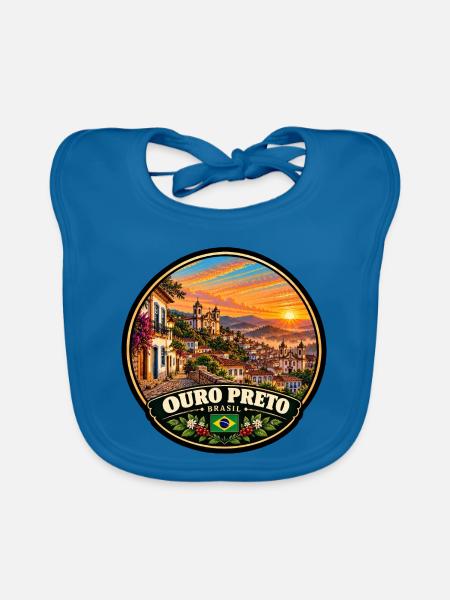 Ouro Preto Brasilien Stadt Landschaft Berge - Baby Bio-Lätzchen - Pfauenblau - Vorne