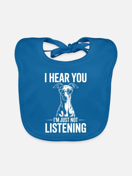Whippet Spruch Hunde Lustiges Whippet Geschenk - Baby Bio-Lätzchen - Pfauenblau - Vorne