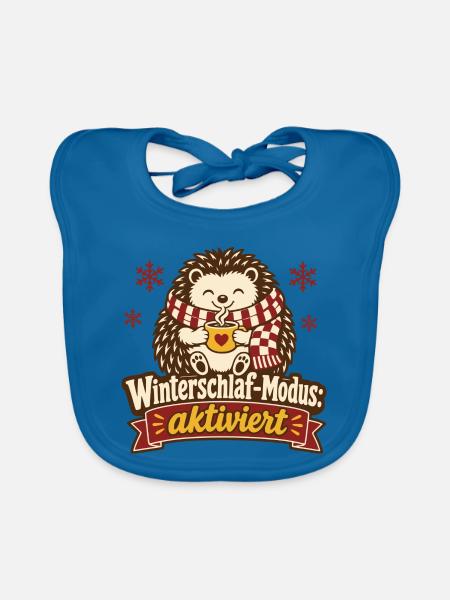Igel Winterschlaf Modus Gemütlich Winter - Baby Bio-Lätzchen - Pfauenblau - Vorne