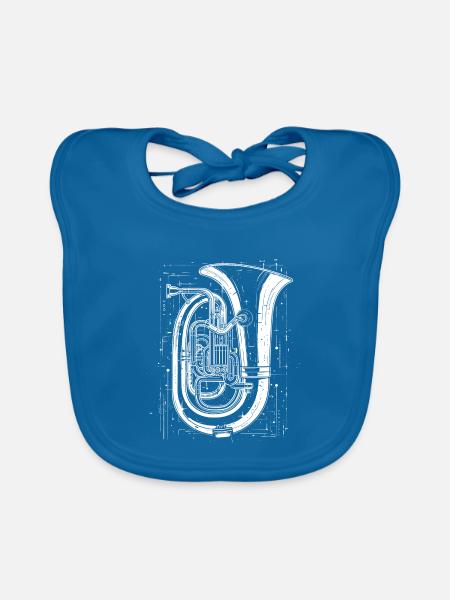 Tuba Grafik - Baby Bio-Lätzchen - Pfauenblau - Vorne